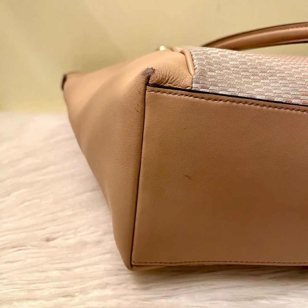 Coach Ava Legacy Jacquard Checkered Smooth Leather Color-Block Tote Bag